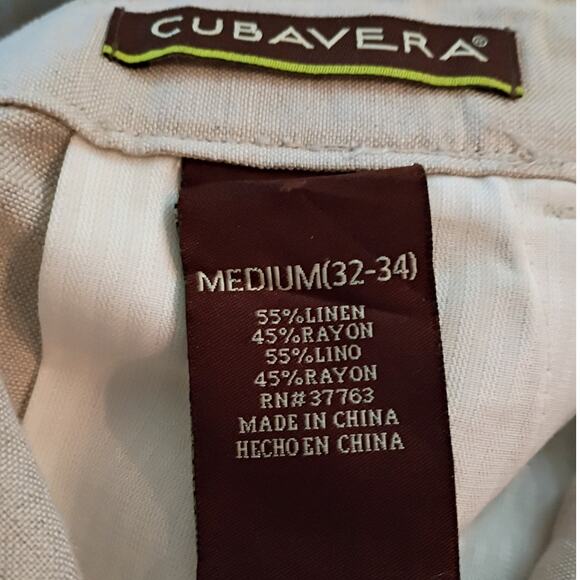 Cubavera beige linen rayon pants m drawstring resort casual beachwear relaxed - Picture 6 of 8